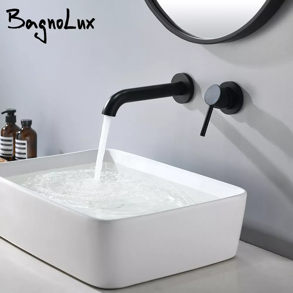 

Black Mixed Type Single Handle Wll Mounted One Hole Installation Bathroom Shower Kitchen WC Sink Faucet