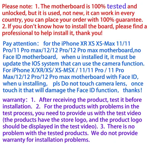 Разблокированная материнская плата Clean iCloud для iPhone X XS XR, материнская плата с поддержкой Face ID, обновление iOS для замены логической платы Xs Max