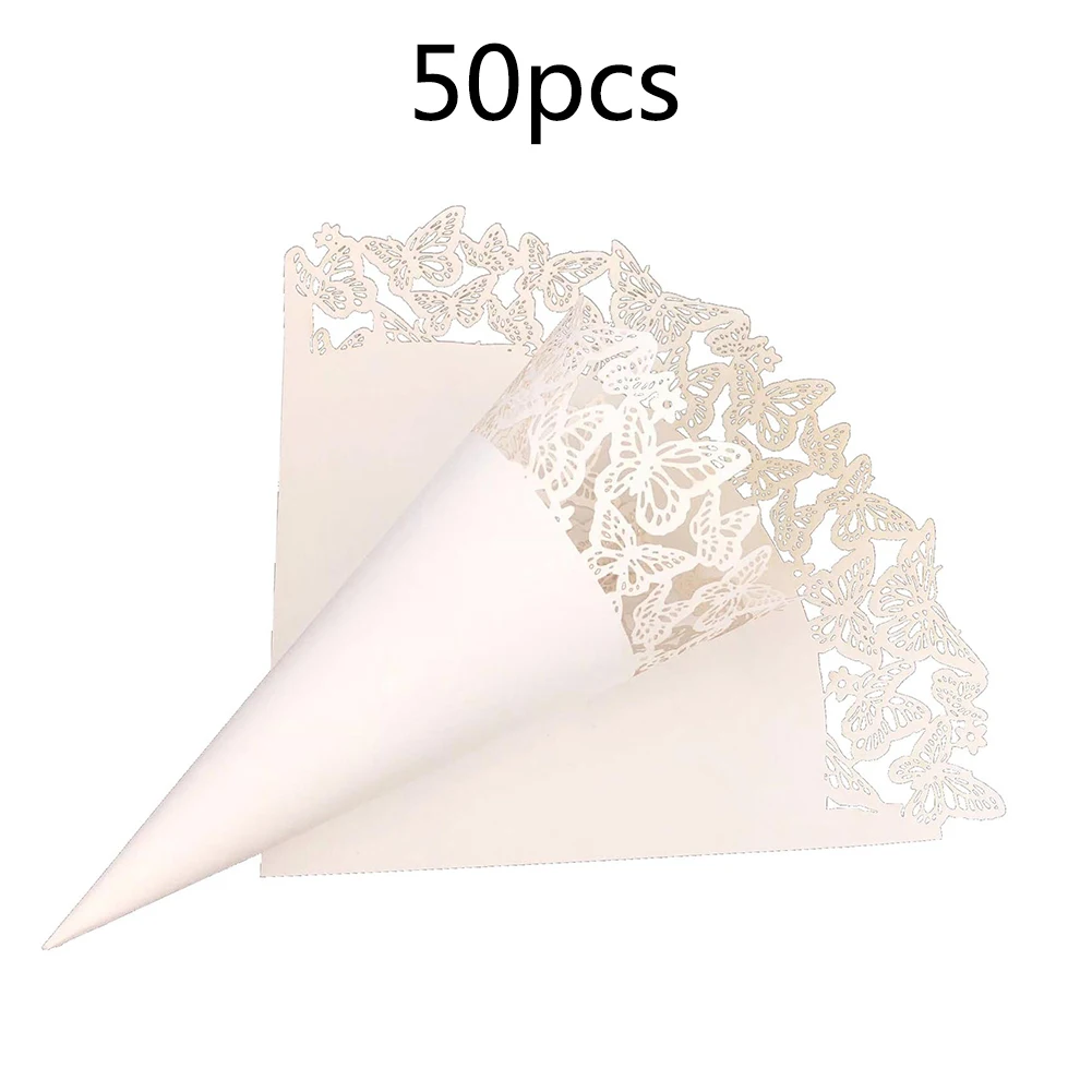 

50/100pcs Flower Tube Paper Crafts Party Confetti Cone Scatter Flowers Home Event Accessory Lightweight White DIY Easy To Use