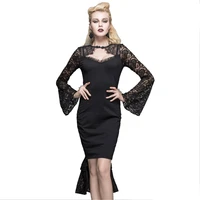 d f palace tail pleated dresses gothic ladies lace backless party dresses tail sexy bodycon pencil dress