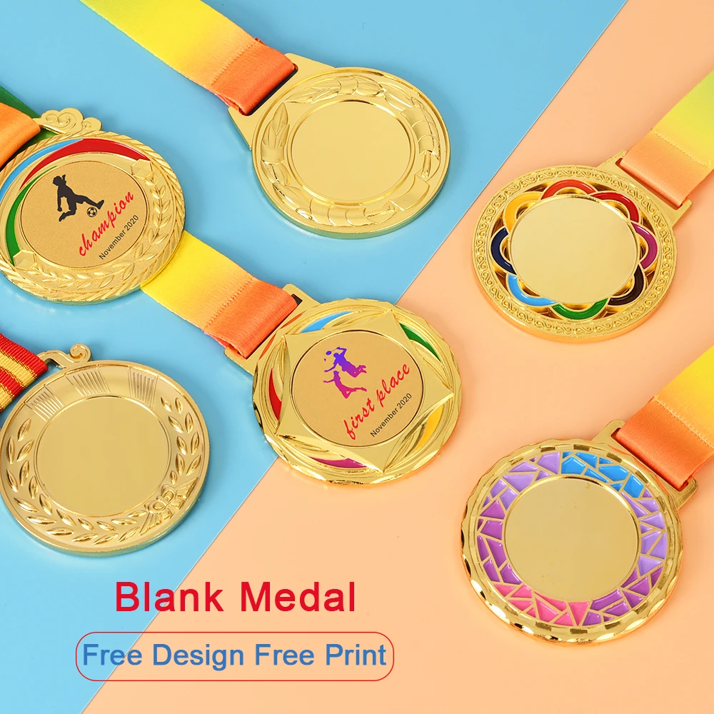 1 medalla en blanco de piezas, medallas genéricas personalizadas para cualquier competición, fútbol, esquí, correr, juego de trofeo, medalla de recuerdo deportivo