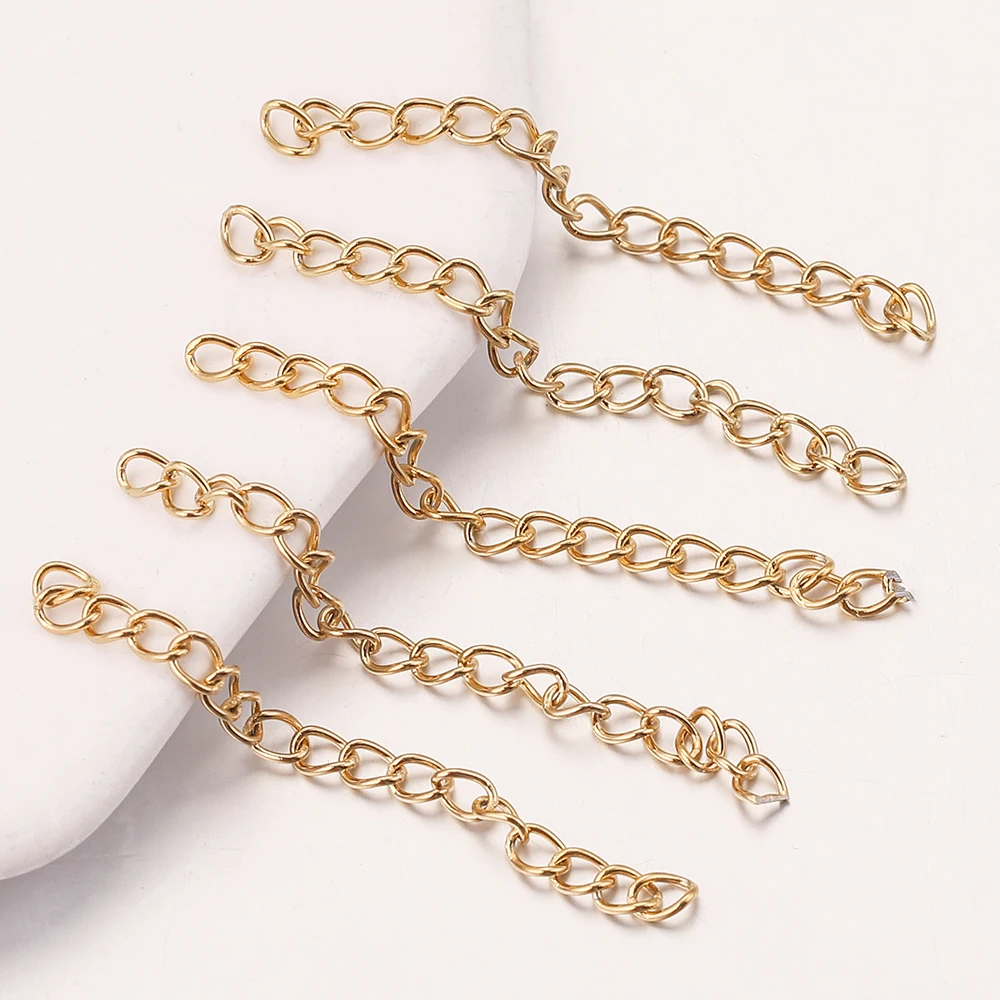 

50pcs/lot 50mm Stainless Steel Bracelet Extension Tail Gold Basis Chains for Extender DIY Jewelry Making Necklace Finding
