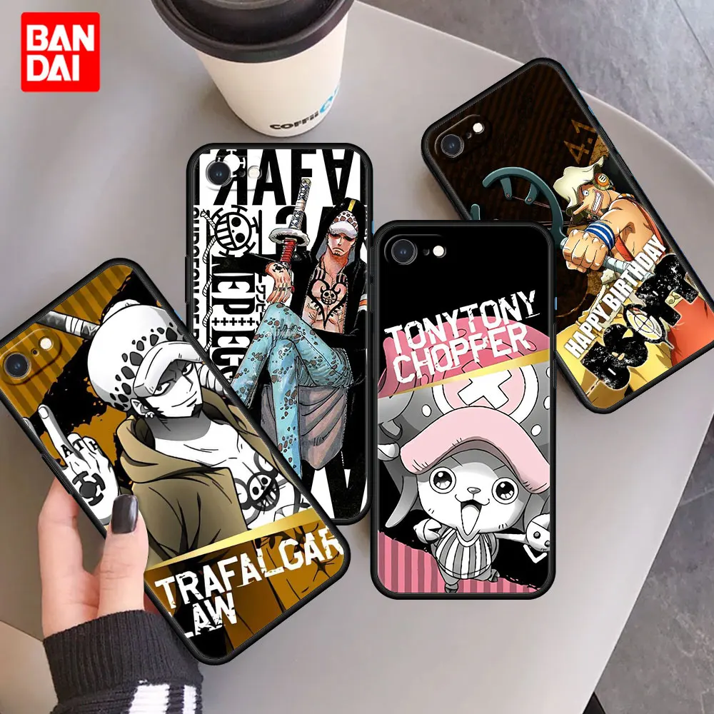 

Cartoon Luffy One Piece Case for iPhone 6 6S 7 8 SE 2020 X XS XR Plus Max Cover Silicone Casing Luxury Full Bag Black Protection