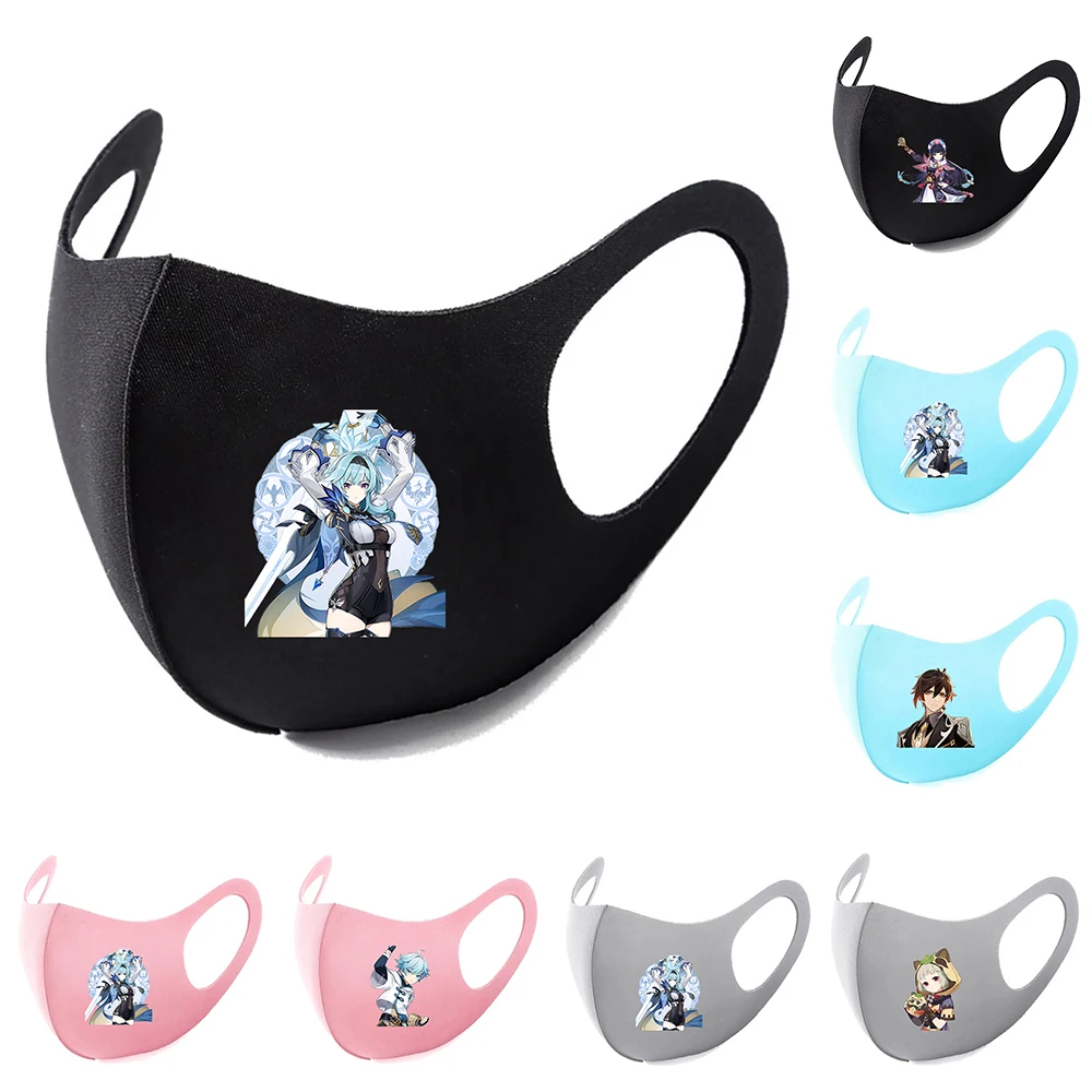 

Игровой костюм для косплея Genshin Impact, маска для лица для взрослых, Пылезащитная, стирающаяся, для Хэллоуина