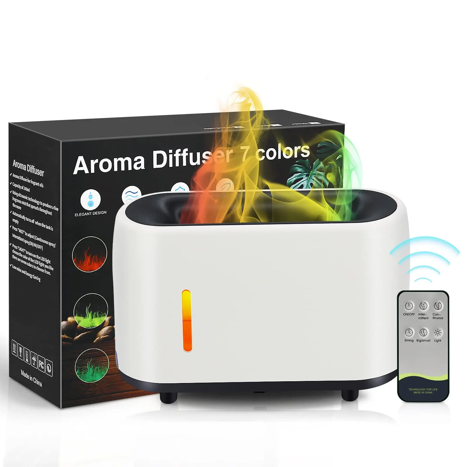 

Flame Aroma Diffuser Air Humidifier 7 Flame Colors,Essential Oil Aroma Therapy Diffuser with Waterless Auto-Off Protection