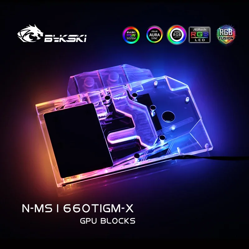 Водный блок Bykski для MSI GeForce GTX 1660 Ti Gaming X 6G / ARMOR OC/полное покрытие медная
