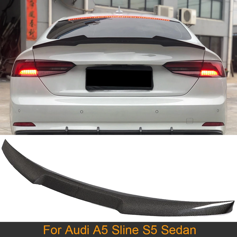 

For A5 S5 Rear Trunk Wing Spoiler For Audi A5 Sline S5 Sedan 2017 - 2019 Car Rear Trunk Boot Lid Lip Wing Spoiler Carbon Fiber