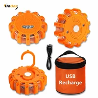 car safety beacon flashing disc usb rechargeable led road flares emergency lights roadside warning flare kit with magnetic base