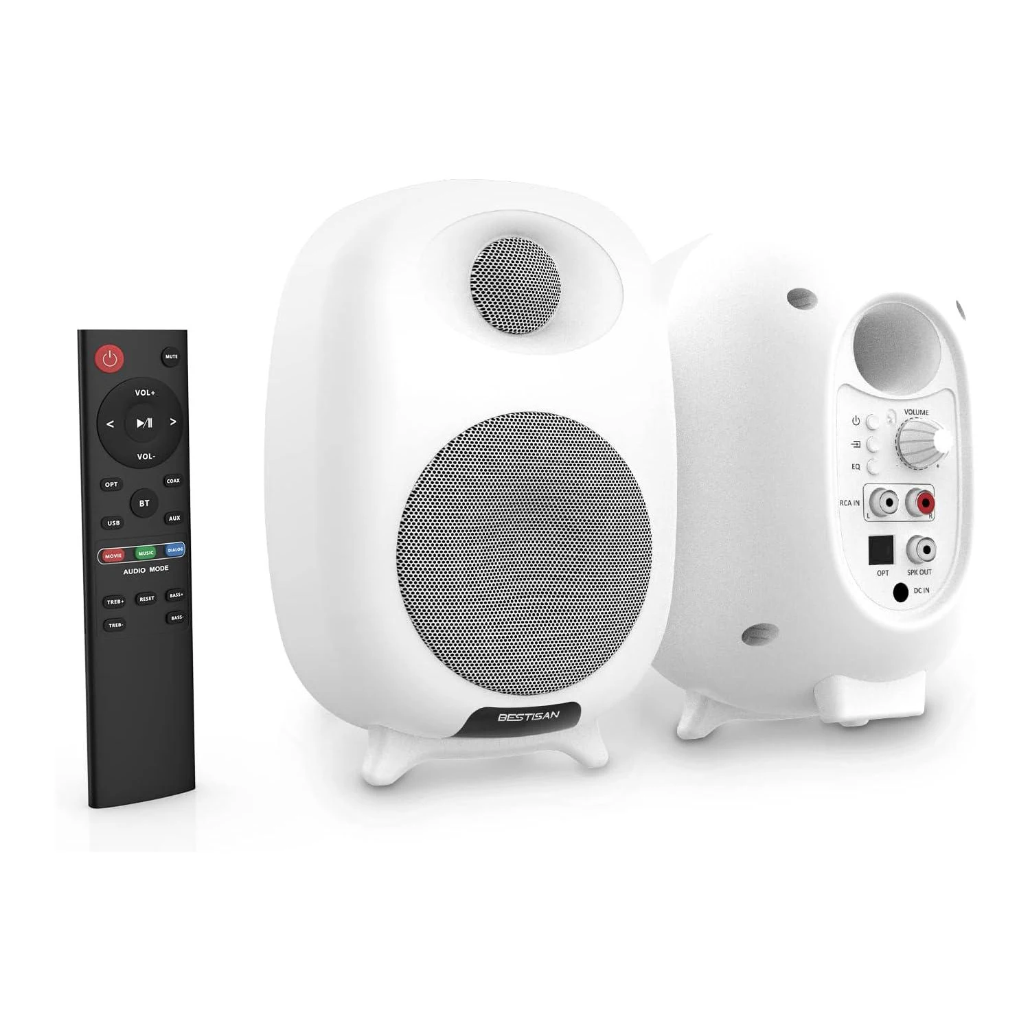 Белый игровой компьютерный динамик Bestisan, 60 Вт, Bluetooth-колонка с книжной полкой, Саундбар с басовым эффектом, Оптический RCA Aux для ПК, телевизора