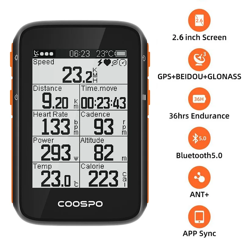 Велокомпьютер Coospo BC200 GPS 2 4 дюйма ANT + Bluetooth5.0 спидометр одометр поддержка
