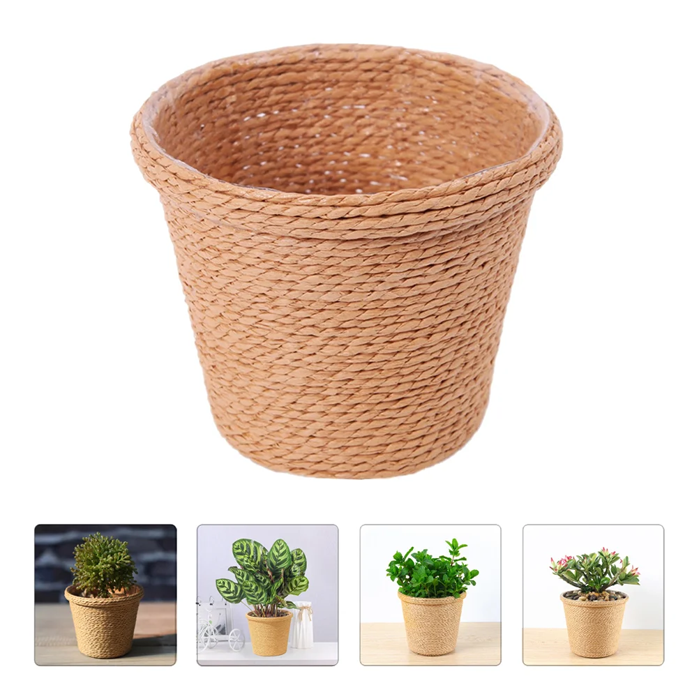 

Hanging Indoor Straw Flower Pot Flowerpot Bucket Storage Basket Retro Creative
