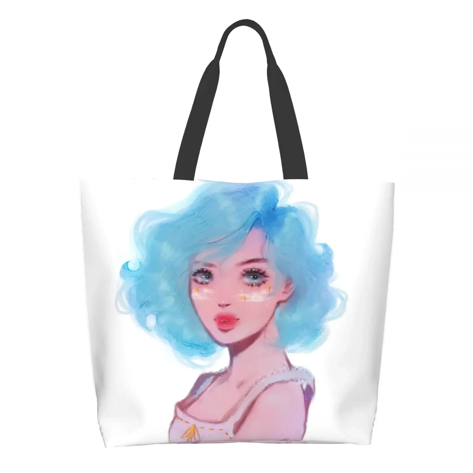 

American Girl Canvas Tote Bag Shopping School Tote Bags Large Capacity Grocery Bag Lightweight Reusable Shoulder Bag