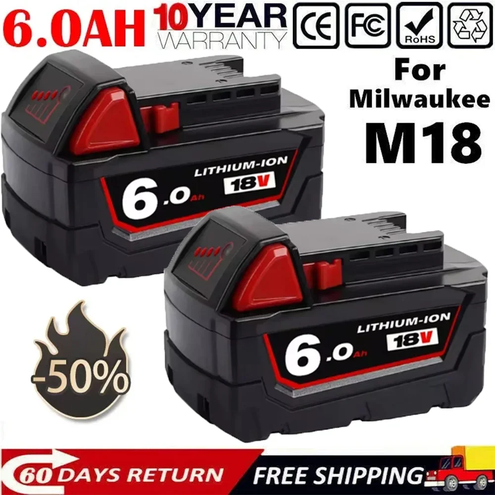 12AH Für Milwaukee Akku 18B6 18V XC Li-ion 48-11-1860 48-11-1852 48-11-1850 48-11-1840 48-11-1820 Аккумуляторы Bategerät
