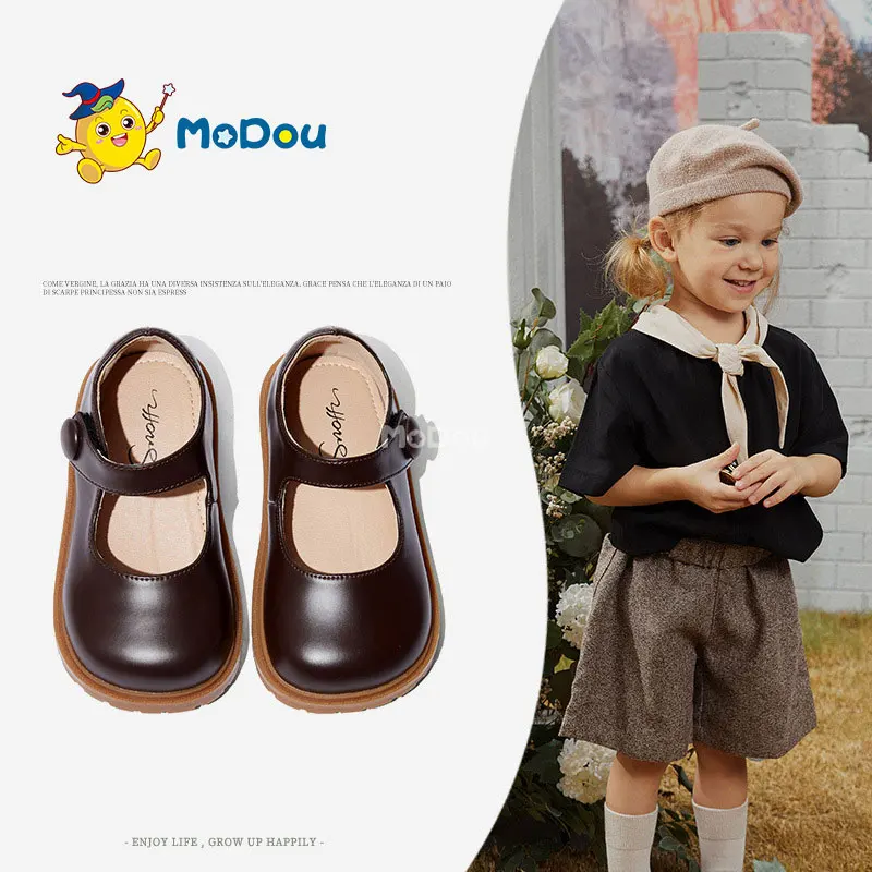 

Mo Dou 2022 Spring And Autumn New Style Leather Shoes Soft Hook & Loop Tpr Pu Restore Ancient Ways Korean Version Manual Suture