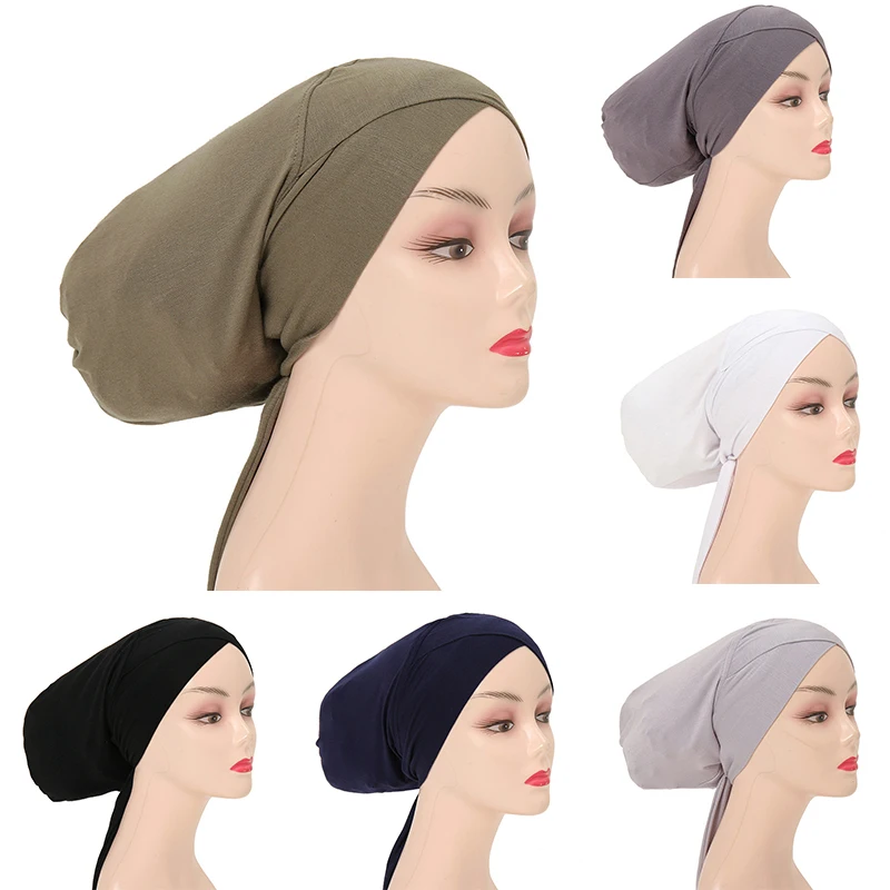 

Full Cover Inner Muslim Cotton Hijab Cap For Women Islamic Head Wear Hat Underscarf Bone Bonnet Turkish Scarves Muslim Headcover