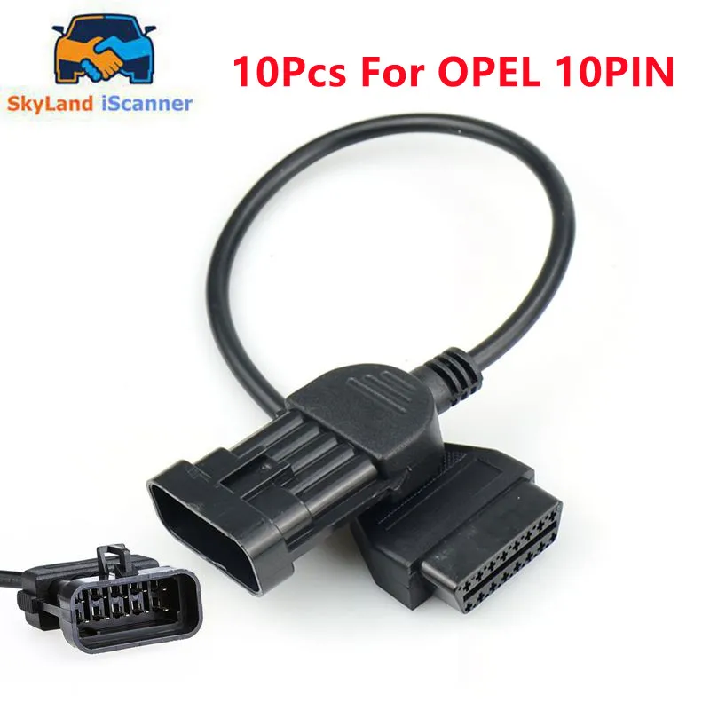 

10Pcs/Lot For Opel 10Pin to OBD2 16Pin Female Diagnostic Connector Cable OBD OBD II for Opel 10 Pin OBDII Extension Cable