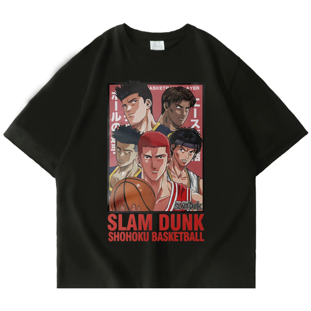

Футболка с японским аниме Slam Dunk для мужчин и женщин, топы с графическим принтом манга, футболки в стиле хип-хоп из чистого хлопка с коротким рукавом, уличная одежда