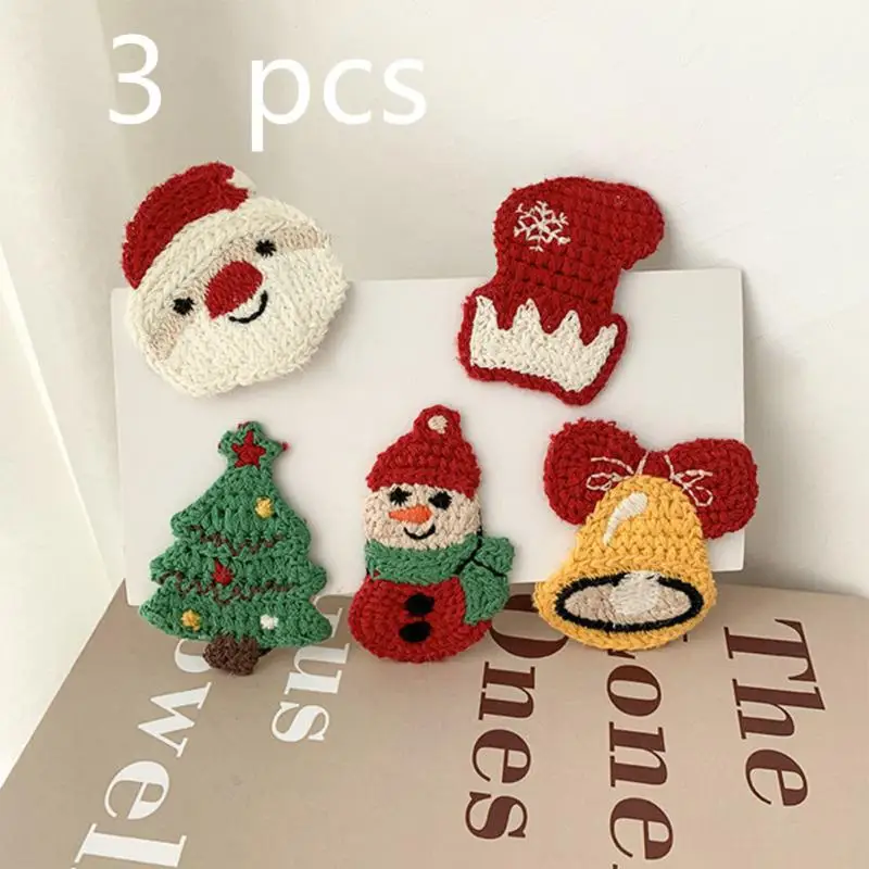 

3 Pcs/ Set Children's Christmas HairPin Cute Cartoon Hair Clip Hairdress Snowman Knitted Girls Barrettes Accesories