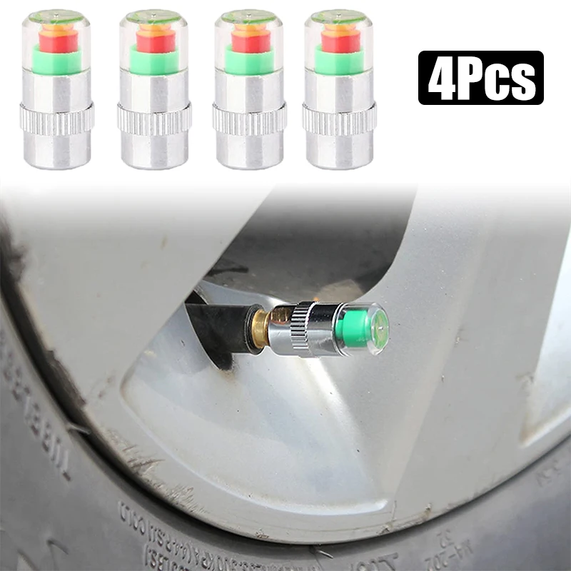 

4Pcs Universal Car Tire Pressure Gauge Indicator Tire Pressure Monitor Valve Cap Sensor External Valve Detection Car Accessories
