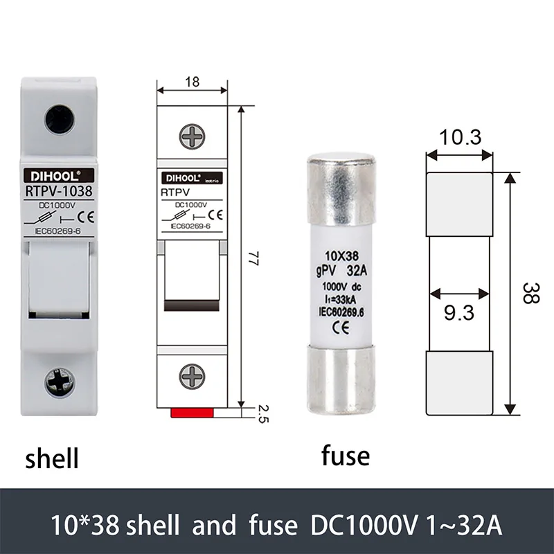 Солнечный ПВ предохранитель держатель Солнечной PV DC изолятор MCB 1000V 10A 15A 1500V