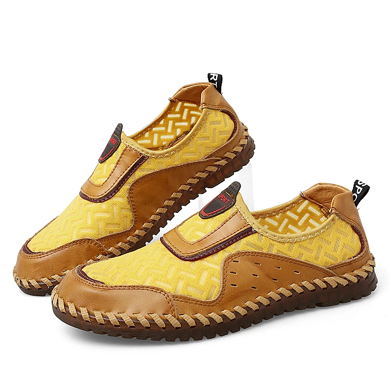 

Туфли мужские прогулочные сетчатые, дышащие, для активного отдыха, походов, горных прогулок, Повседневные Удобные, желтые, для вождения, большие размеры 38-47, на лето