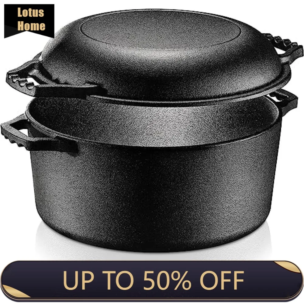 

Чугунная голландская плита, мультиварка, предварительно приправленная антипригарная двойная голландская плита, кастрюля, посуда из чугуна Pots