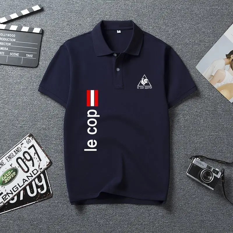 

Новинка 2023, Оригинальная футболка-поло с коротким рукавом, Корейская версия, свободная мужская летняя футболка-поло с лацканами для пары