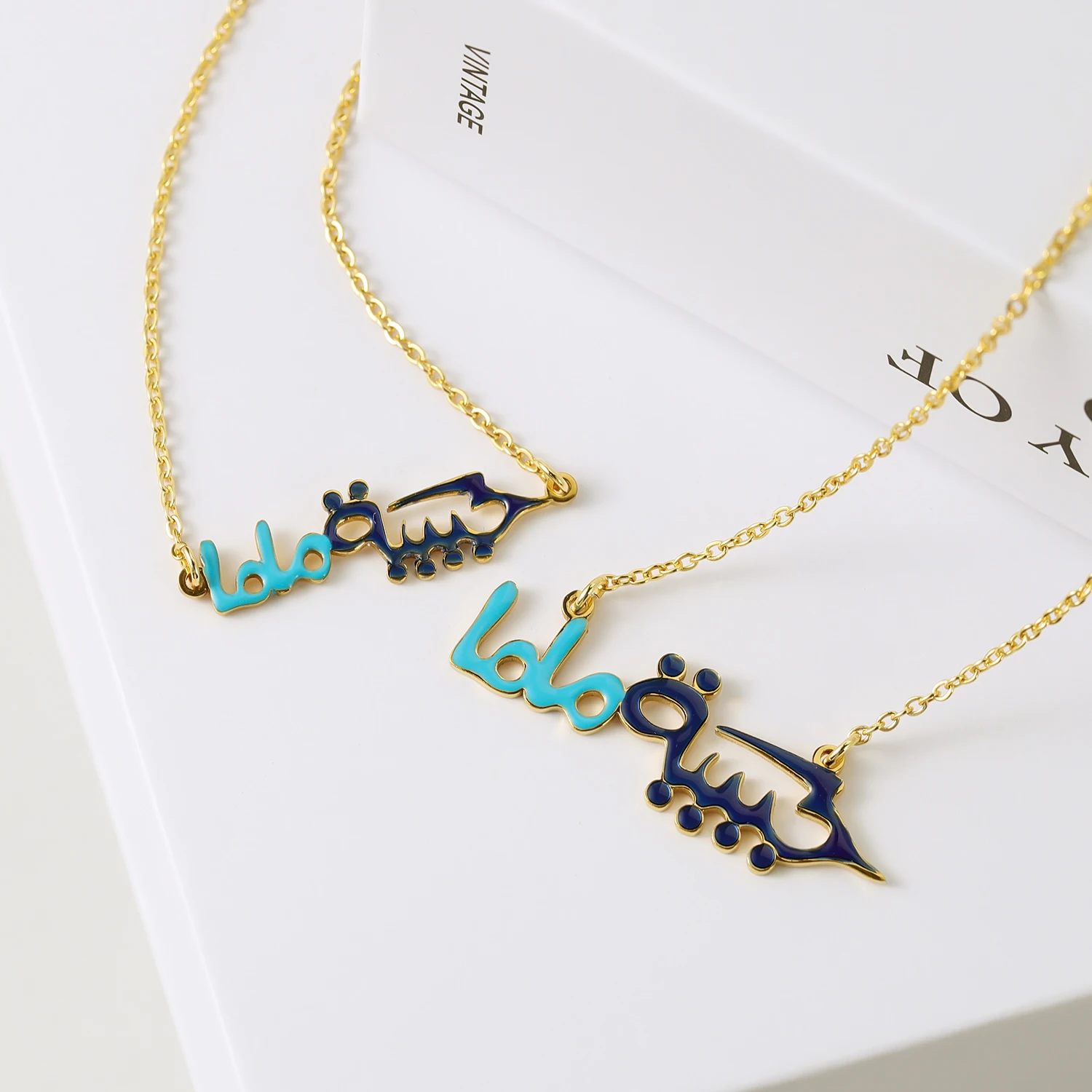 Arabic Enamel Name Necklace Mother's Day Gifts for Mom Muslim 