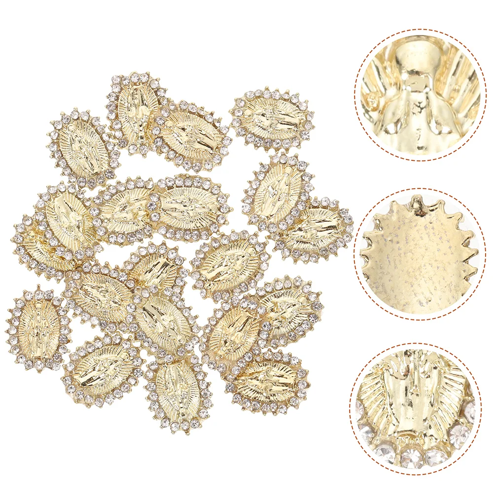 

30 шт. жемчужные драгоценные камни для ногтей бриллиантовые ювелирные изделия Дева Мария очаровательные ногти западные 3d яркие 1,1x0,9 см золотой сплав
