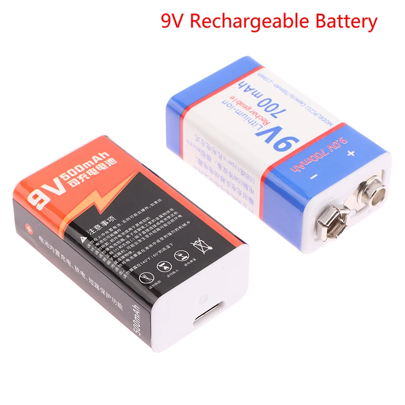 NEW 9V 500/700mAh USB Lithium Battery Type-c/Micro Interface Rechargeable Battery For Metal Detector