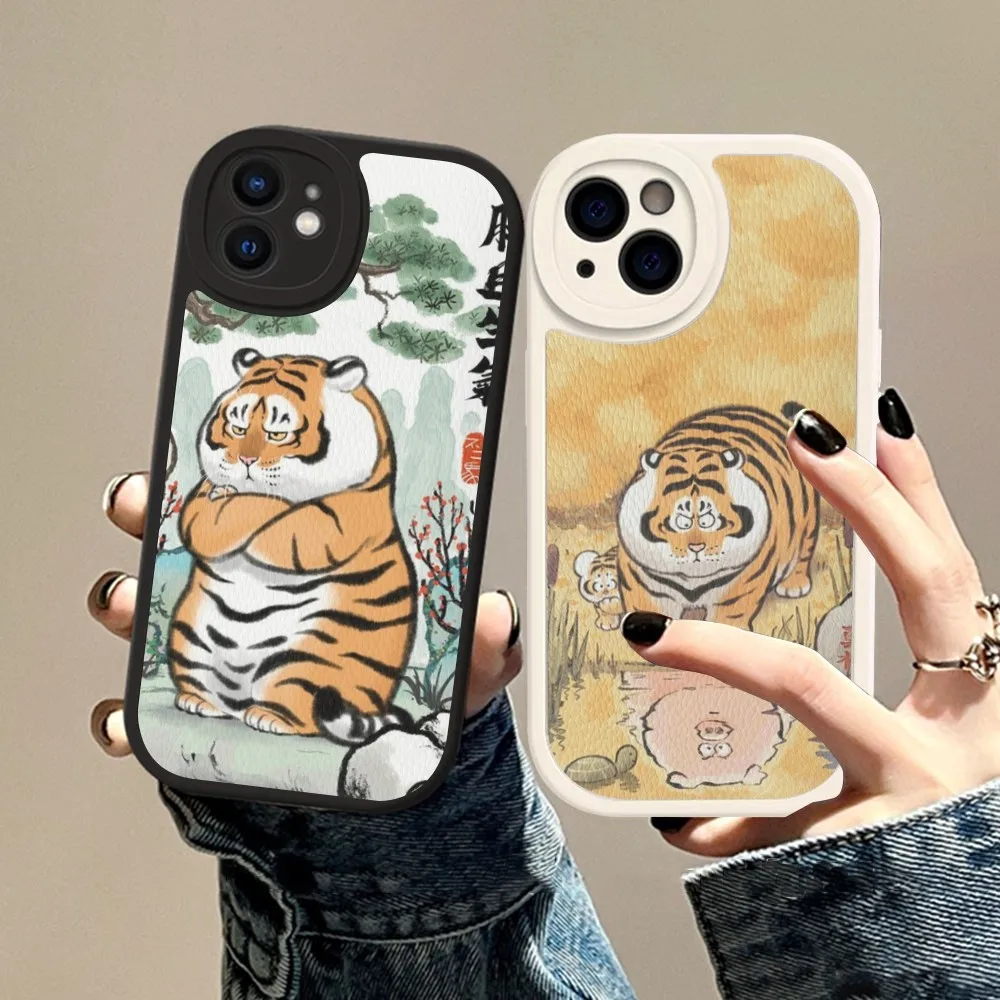 

Cartoon Fat Tiger Phone Case Hard Leather For IPhone 14 13 12 Mini 11 14 Pro Max Xs X Xr 7 8 Plus Fundas
