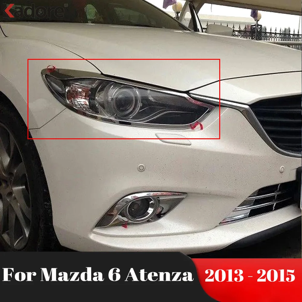 

Стайлинг автомобиля, передсветильник фара, крышка лампы, отделка для Mazda 6 Atenza 2013 2014 2015 ABS, хромированная рамка для передсветильник фары, 2 шт.