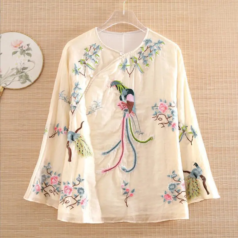 

Embroidered Retro Shirt Women Hanfu Tang Suit Top Exquisite Traditional Chinese blusas Clothing 2023 Spring Summer Blouse p918