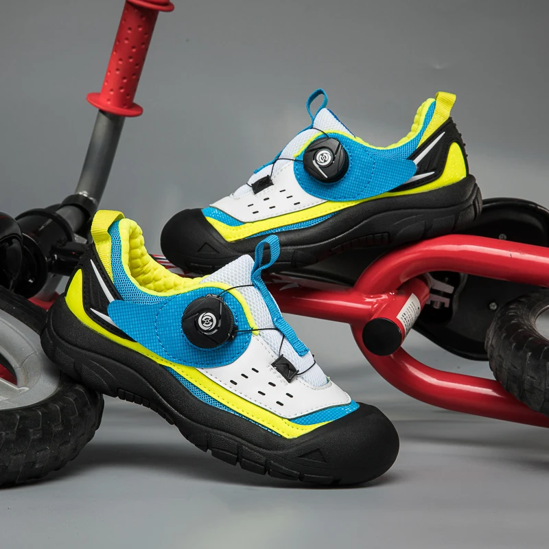 Children's professional bicycle shoes mtb balance bike sports shoes training anti-skid mountain bike road shoes rubber soles
