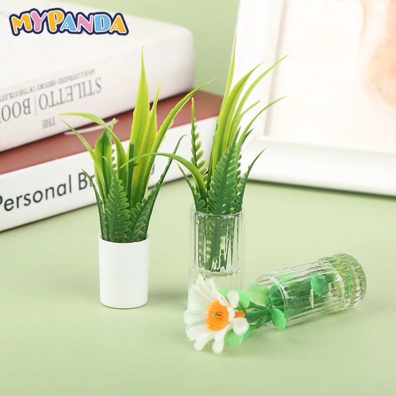 

Dollhouse Miniature Mini Potted Bracken Grass Sun Flower For Green Plant Doll House Furniture Home Decor Simulation