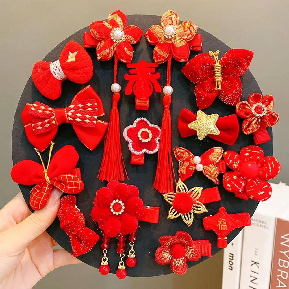 

Winter Headwear Chinese Style Hair Clip Child Hair Accessories New Year Headdress Bow Hair Clip Butterfly Hairpin