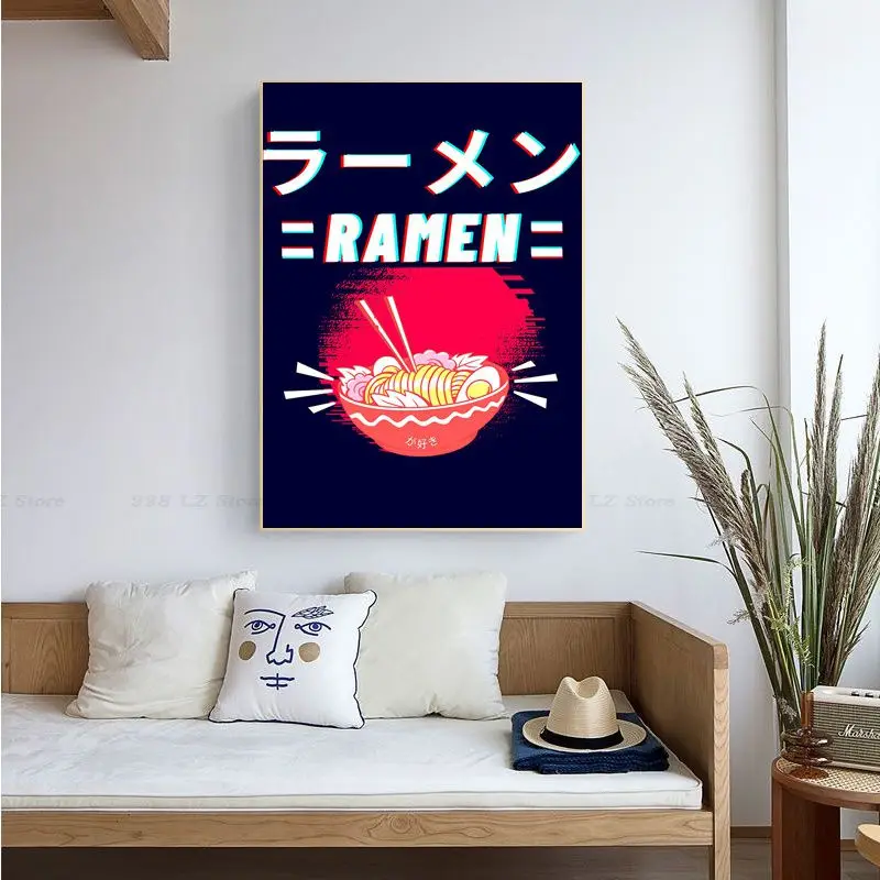 Japanese Foods Ramen Cats Movie Sticky Posters Fancy Wall Sticker For Living Room Bar Decoration Room Wall Decor images - 6