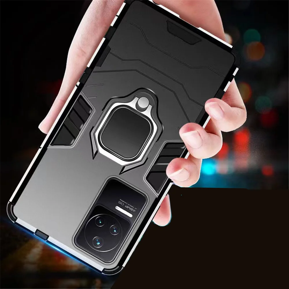 

For Xiaomi Pocophone Little F4 F4GT PocoF4 GT Funda Poco F4 5G Protector Case Luxury Armor Magentic Ring Car Holder Cover