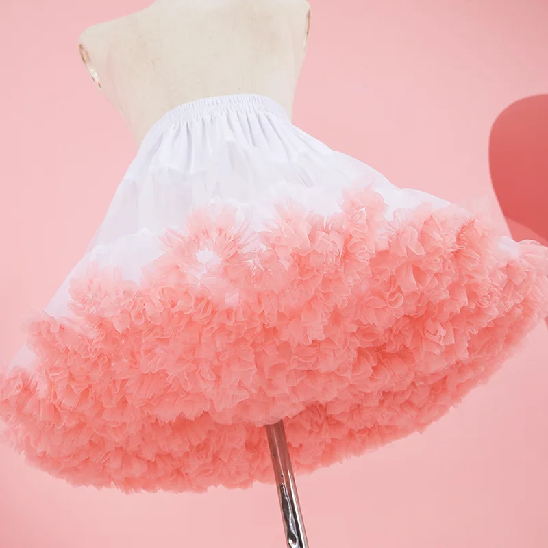 

Knee Length Women's Soft Puffy Tulle Petticoats Lolita Ballet Dance Pettiskirts Costume Tutu Skirts Colorful Layered Underskirt