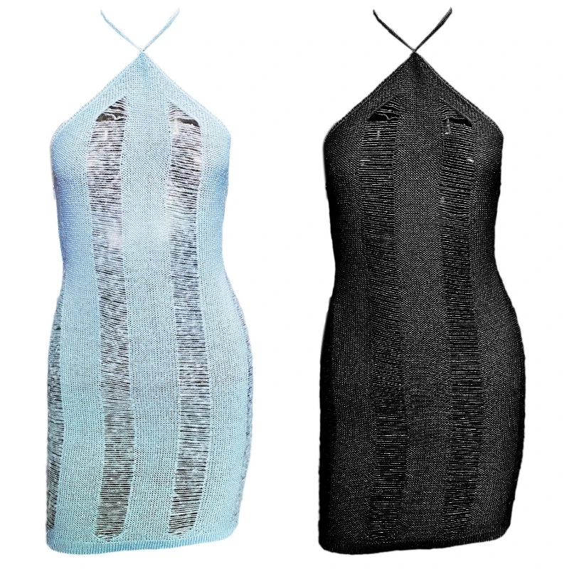 

H9ED Women's Hollow out Crochet Dress Sexy See Through Dress Summer Cover Up Vacation Dress for Holiday Beach Sports Cruise