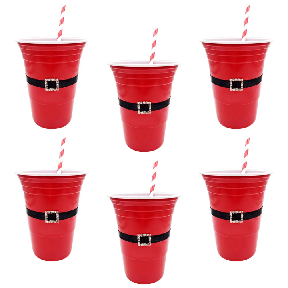 

6 Cups Christmas Gift Party Drinking Cup Christmas Drinking Cups Bottle Red Cups