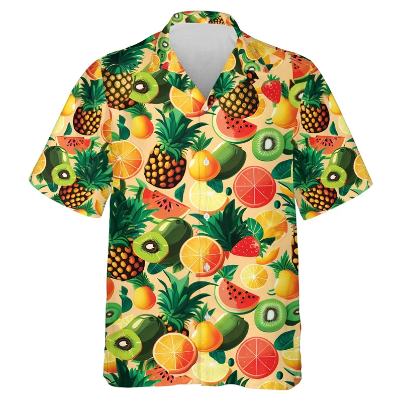 Пляжная рубашка с забавным 3D-принтом фруктового лица модная мужская одежда