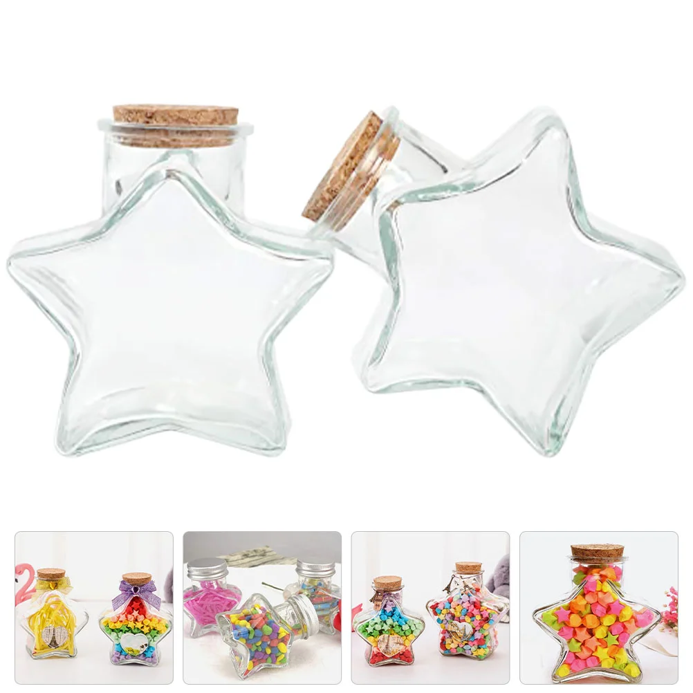 

2 Pcs Wishing Bottle Clear Glass Ornaments DIY Cork Bottle Star Bottle Wishing Message Jar Wooden Mini Jar Cork