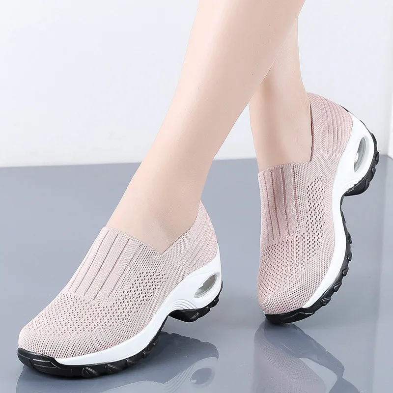 

Fashion Women Flat Platform Shoes Breathable Mesh Casual Shoes Woman Height Increasing Ladies Flats Shoes Chunky Sneakers