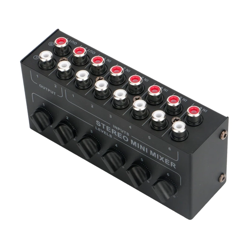 

CX600 Mini Stereo 6-channel Passive Mixer Multi-channel Mixer Small & Sophisticated Audio Stereo Mixer gain Adajustment