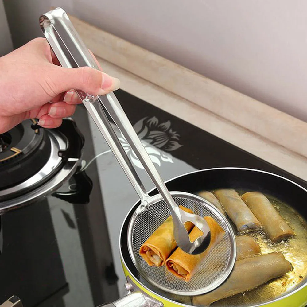 

Oil Frying Clamp Filter Stainless Steel Sieve Filter Spoon Fried Food Oil Strainer Clip Handheld Cooking Kitchen Tools Gadgets