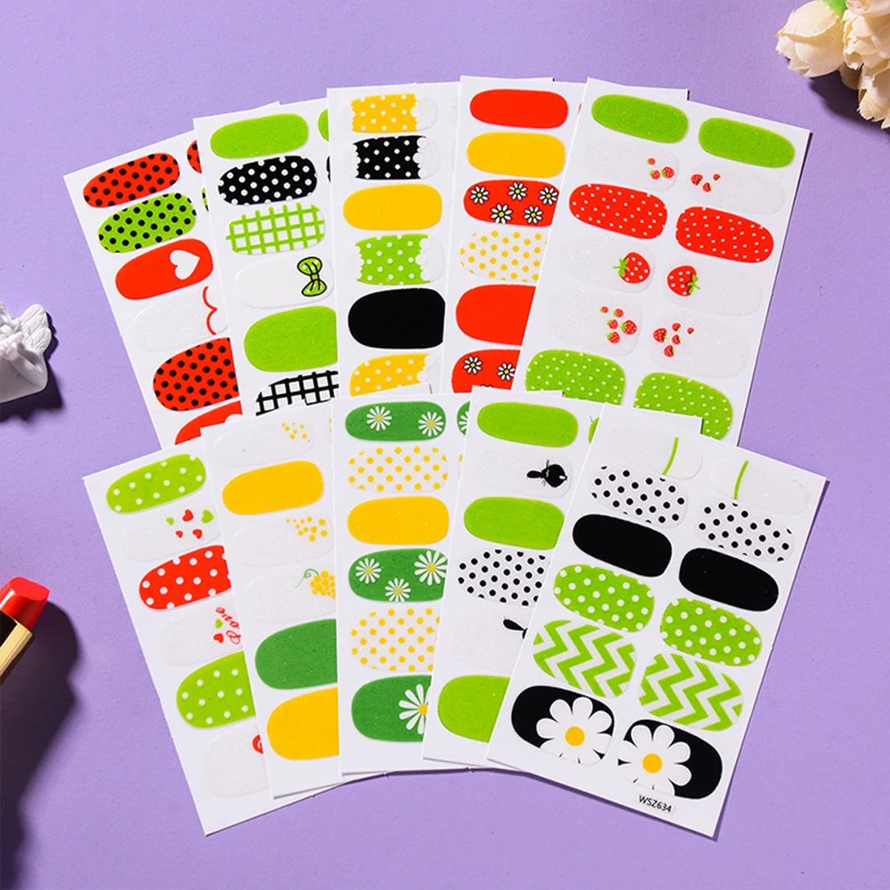 

Avocado Nail Wraps Full Cover Sticker Pure Color Nail Art Decorations Korean Kawaii Stickers Ongle Summer Charm Decals For Girls