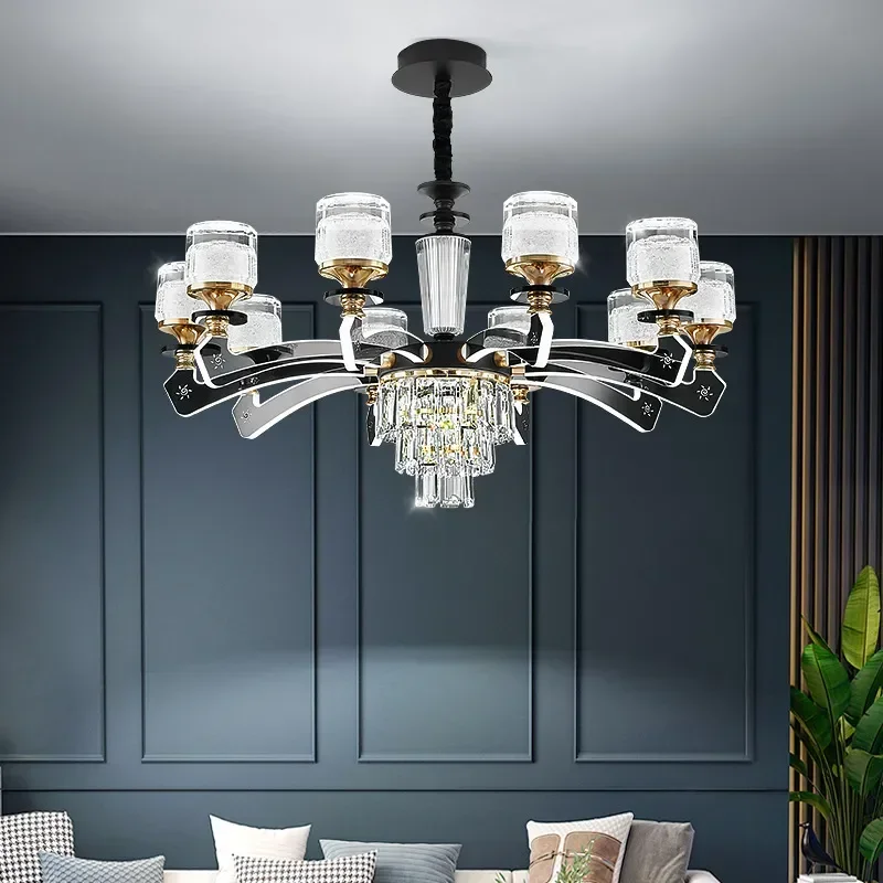 

Modern Crystal Chandelier For Dining Living Room Lamp For Hallway Ceiling Lights Luxury 3 Colors Remote Control Stepless Dimming