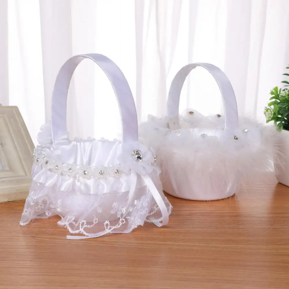 

Hot Sales！Home Decorative Flower Basket Romantic Bridal Girl Flower Basket for Wedding
