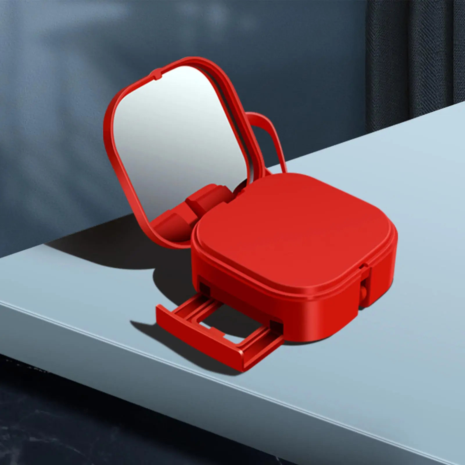 

Retractable Data Cable-3 In 1 Multiple Charging Cord Adapter Charge Line Storage Box With Cosmetic Mirror Mobile Phone Holder030